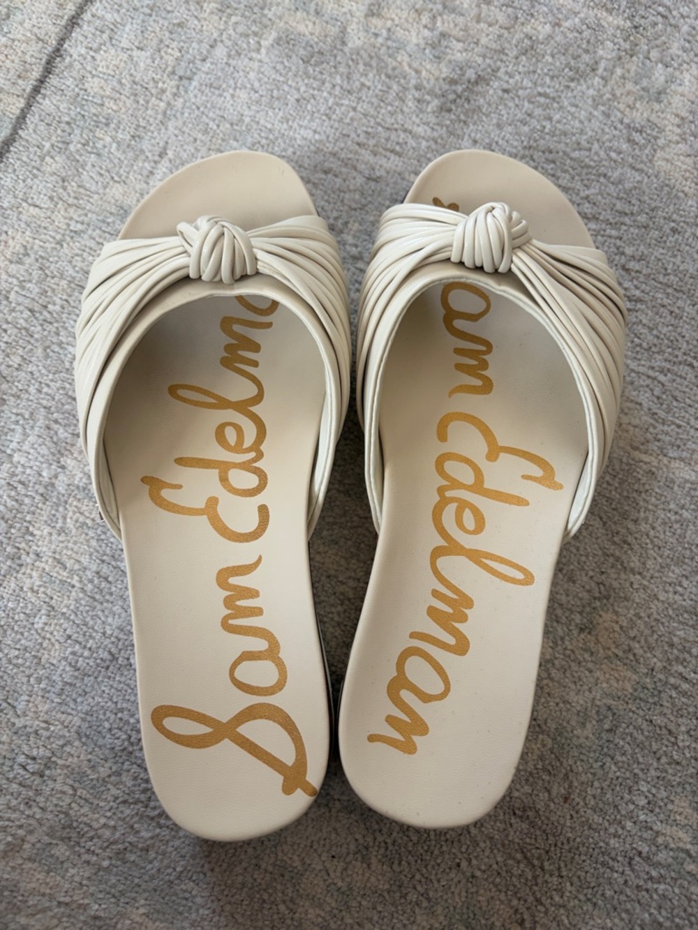 Sam Edelman Cream Knotted Slide Sandals